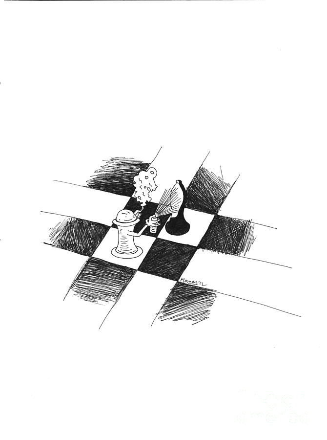 Chess Drawing - Pawnzie Scheme by Mike Mooney Chess Drawing - Pawnzie Scheme by Mike Mooney