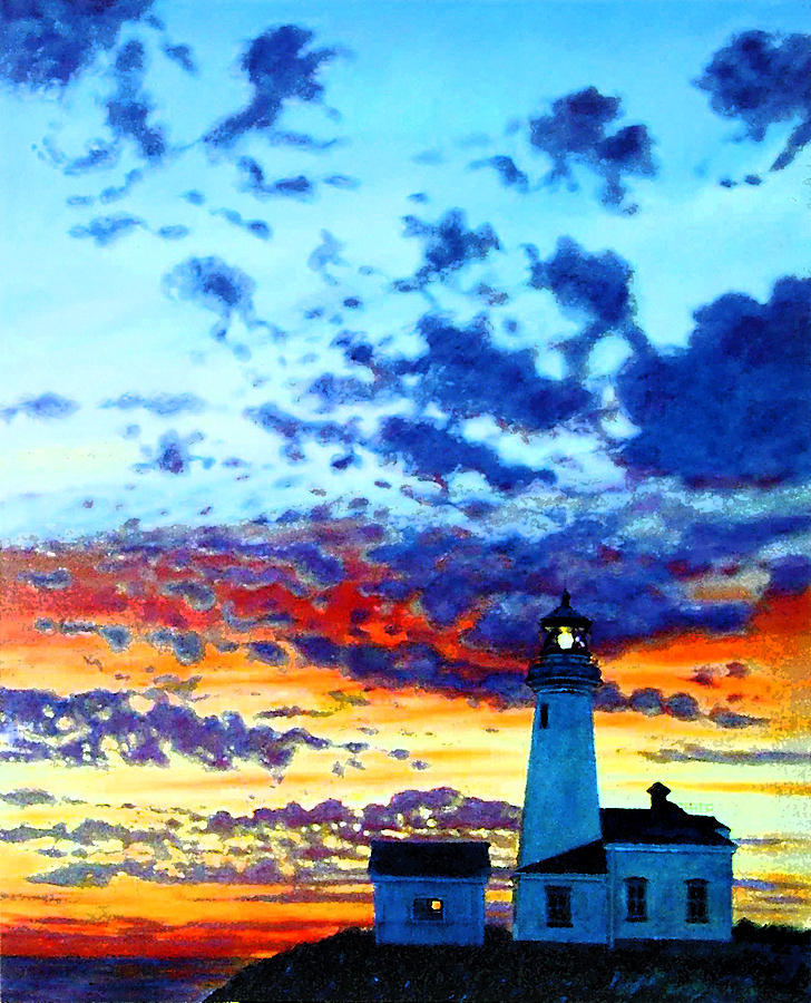 Peace at the Lighthouse Painting by John Lautermilch
