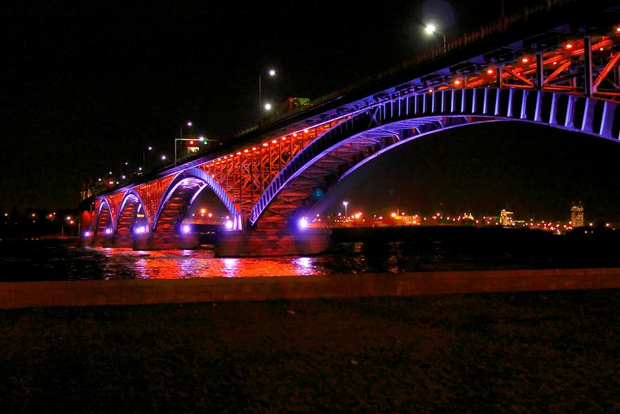 Bridge Photograph - Peace Bridge at Night by Jim Koniar
