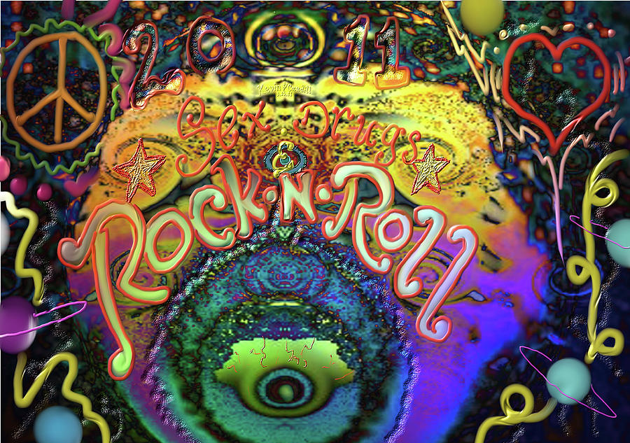 Peace Love and Rock n Roll Digital Art by Kevin Caudill