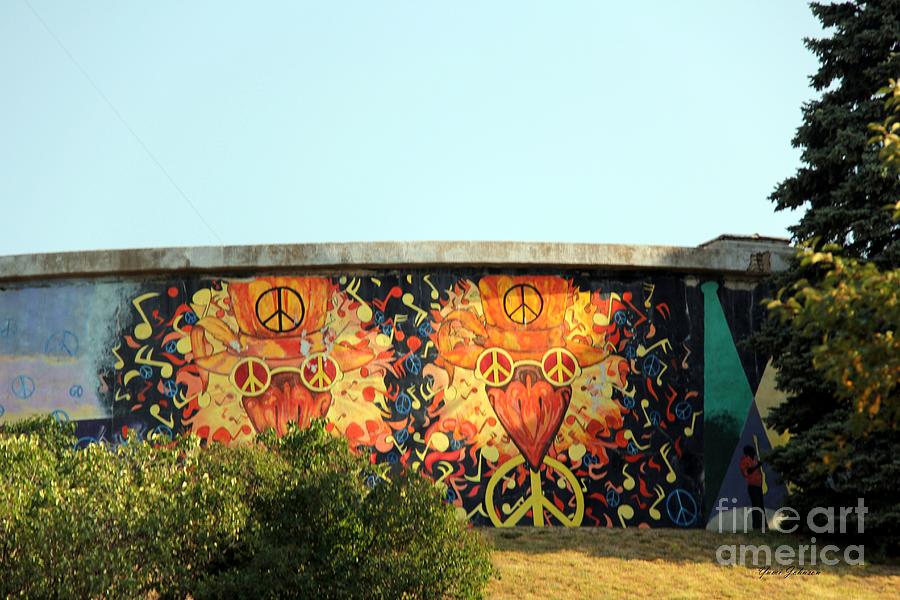 Peace signe on the wall Photograph by Yumi Johnson