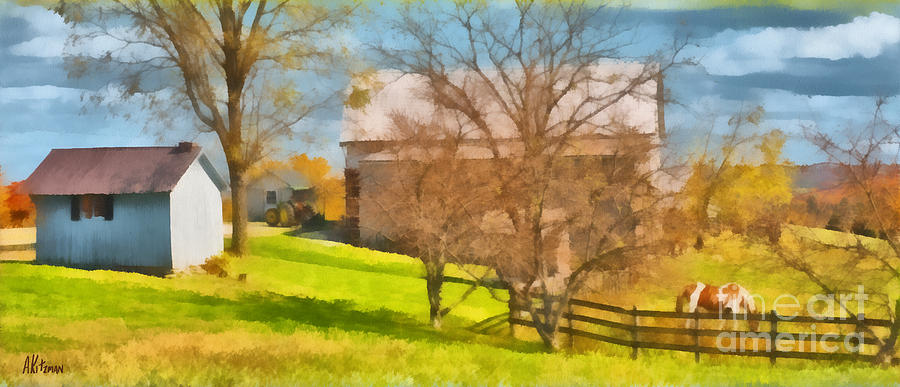 Peaceful Farm in Autumn Painting by Anne Kitzman