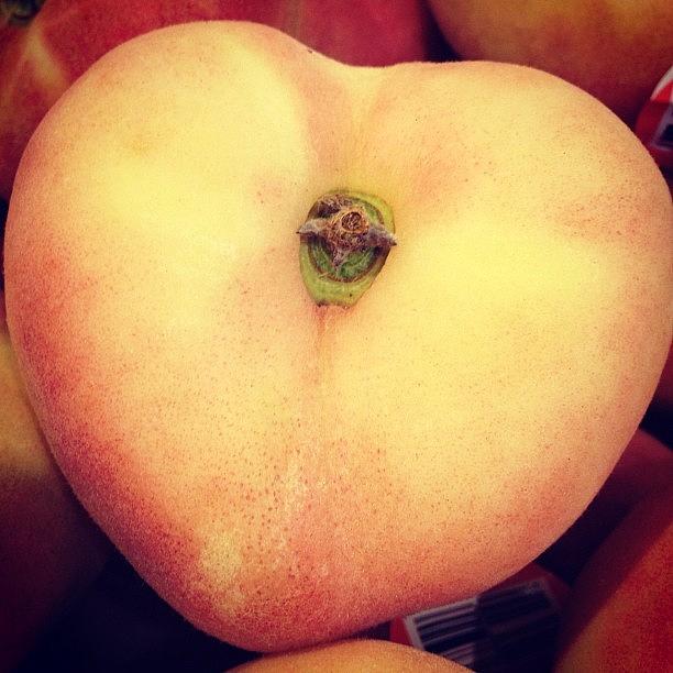Nature Photograph - #peach #heart #love #fruit #nature by Shari Malin