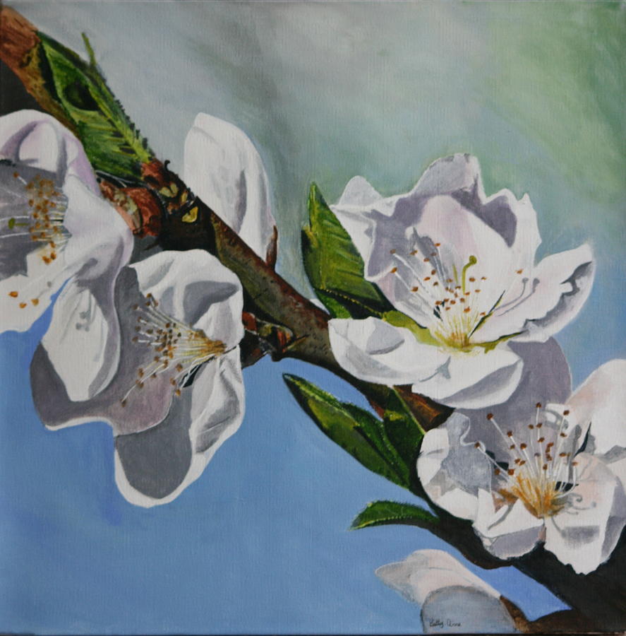 Peach tree Blossoms Painting by Betty-Anne McDonald