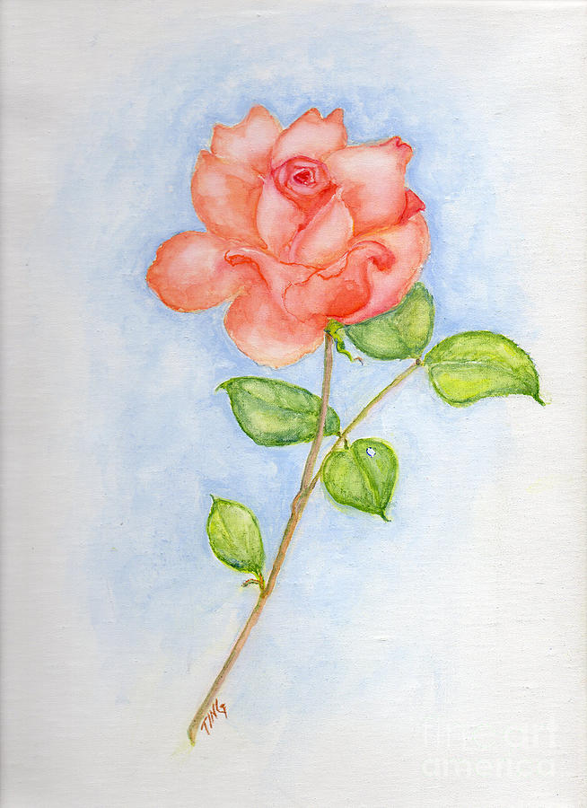 Peachy Rose Painting by Doris Blessington