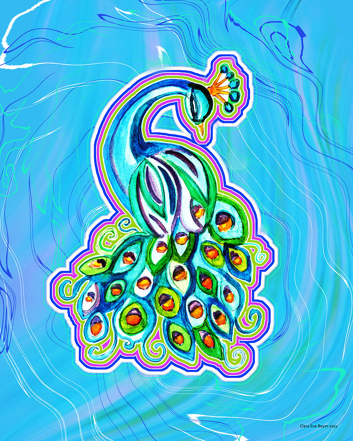 Peacock Swirl Digital Art by Clara Sue Beym