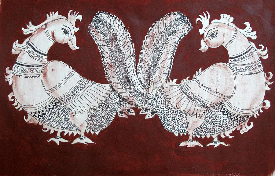 Peacocks Painting by Asha Sudhaker Shenoy