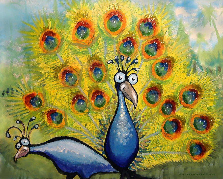 Peacocks Painting by Kevin Middleton