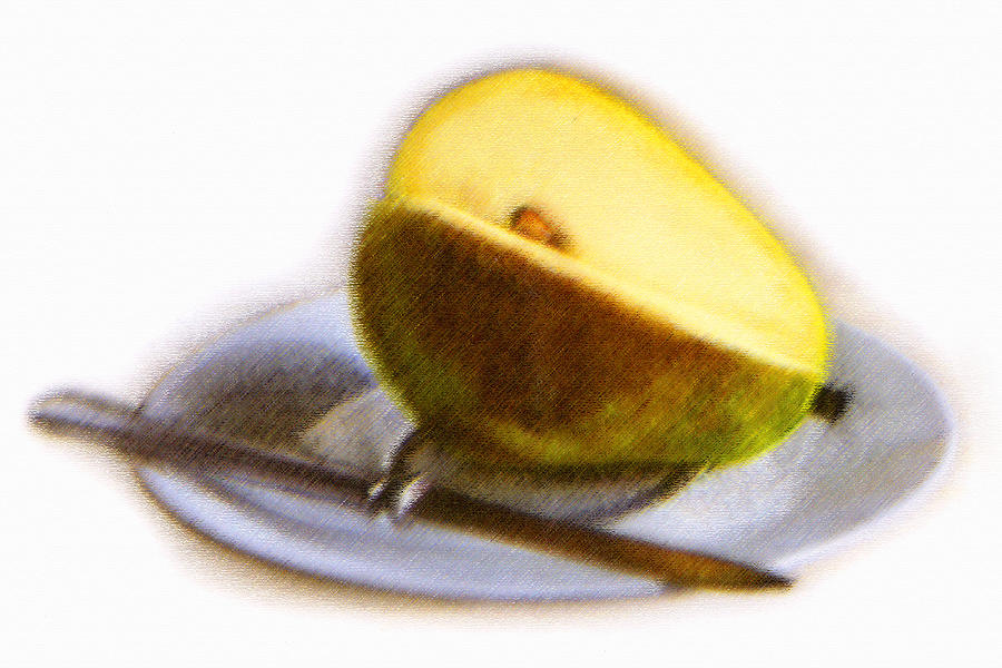 Pear Photograph - Pear and Knife by Rianna Stackhouse