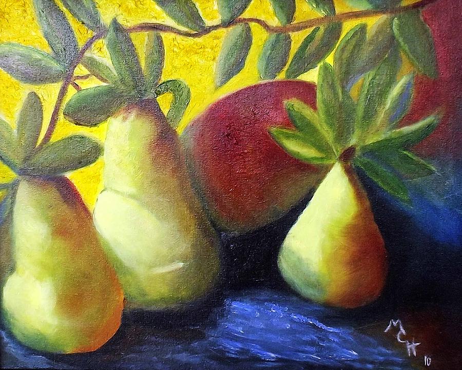 Pears in Sunshine Painting by Margaret Harmon