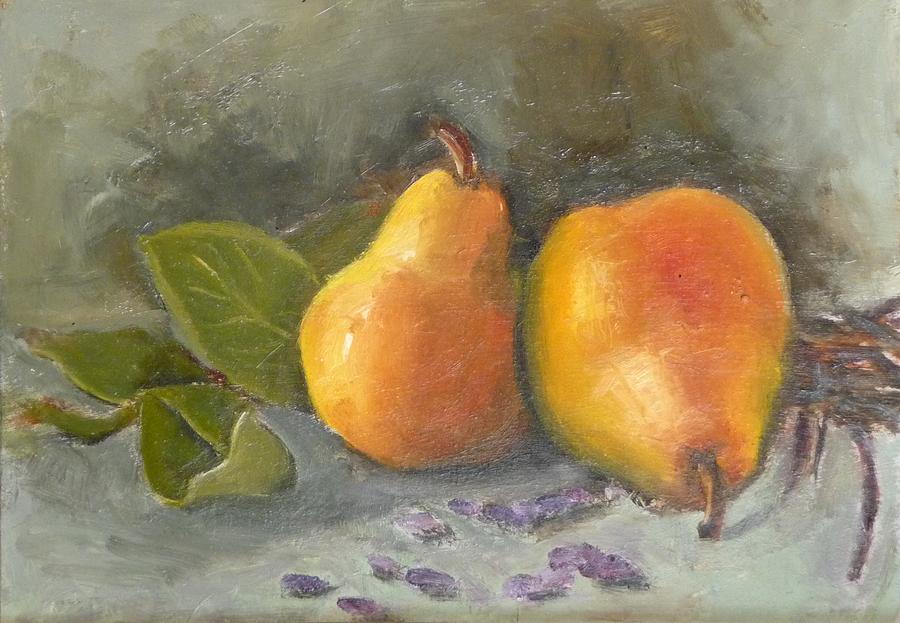 Pears Leaves and Petals Painting by Jessmyne Stephenson