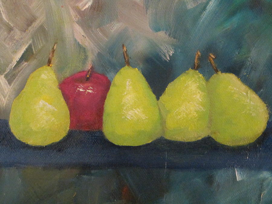 Pear Painting - Pears with Apple by Patricia Cleasby