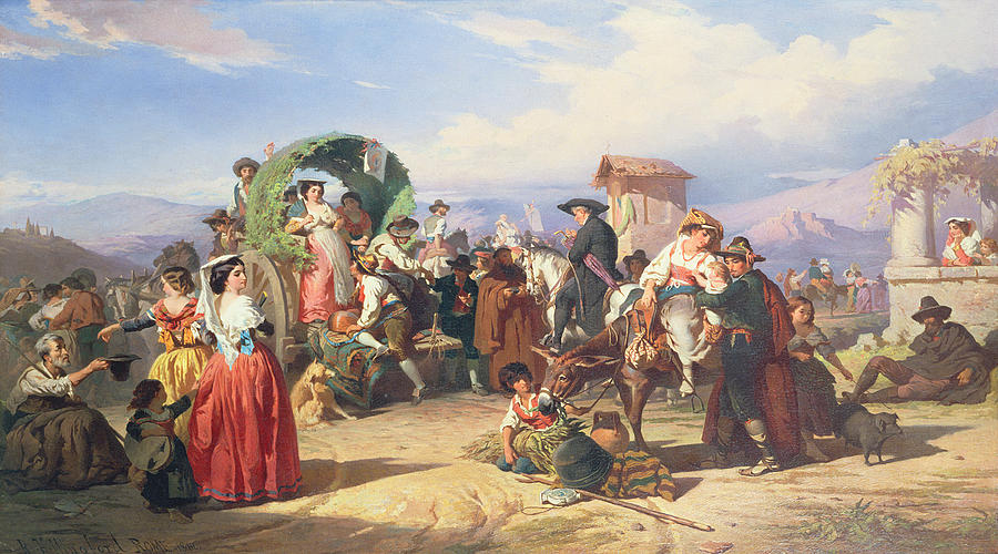 Mountain Painting - Peasants of the Campagna by Robert Alexander Hillingford 