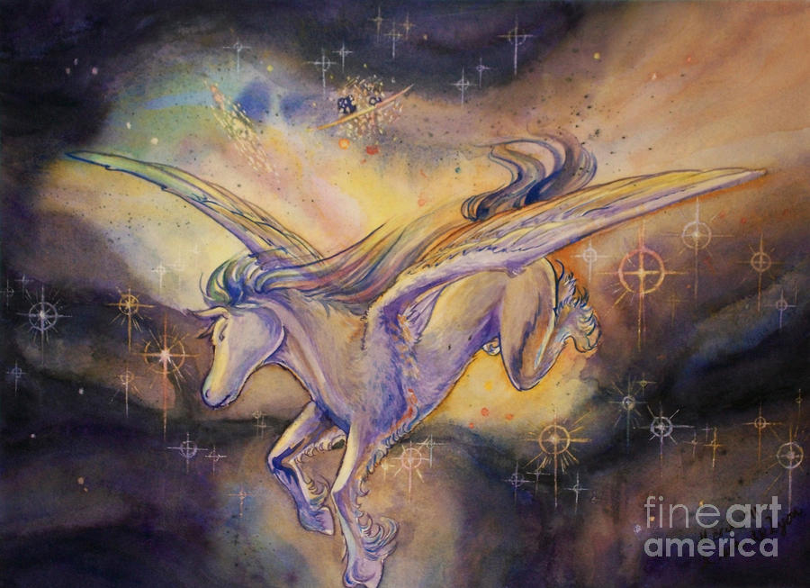 Pegasus with Nebula Painting by Arwen De Lyon