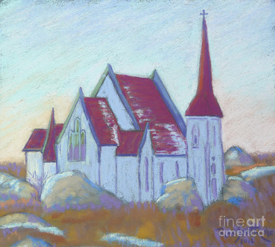 Peggys Cove Church Pastel by Rae  Smith PSC