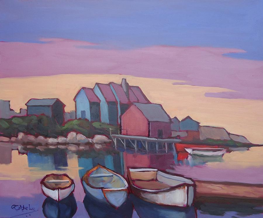 Boat Painting - Peggys Cove by Edward Abela