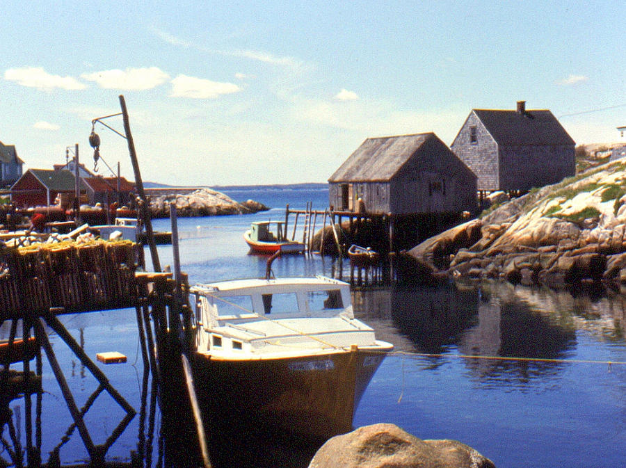 Peggys Cove Fishing Boats and Jetties Mixed Media by Bruce Ritchie
