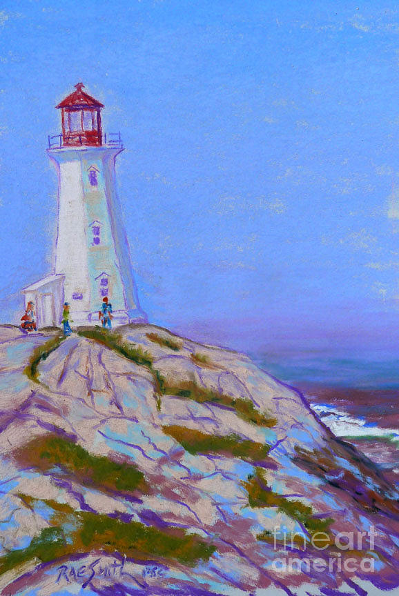 Peggys Cove Lighthouse Pastel by Rae  Smith