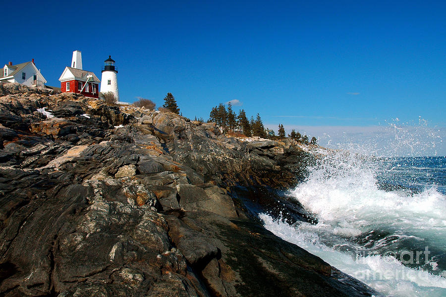 Pemaquid Point Lighthouse - Seascape Landscape Rocky Coast Maine by Jon ...