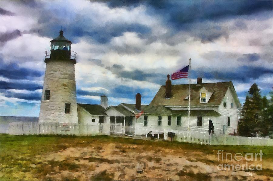 Pemaquid Point Lighthouse in Maine Digital Art by Mary Warner
