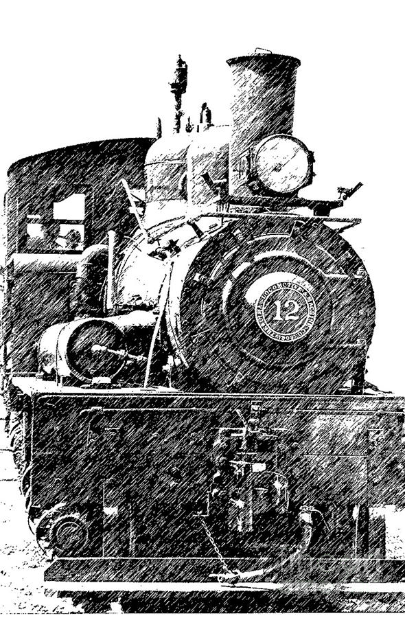 Pencil Sketch Locomotive Photograph by Randy Harris