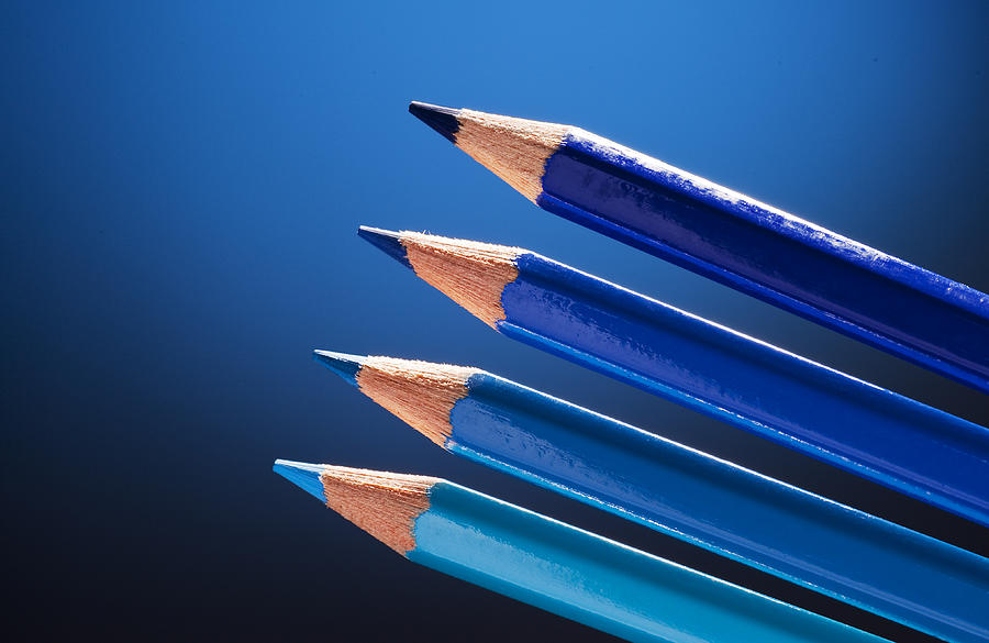 Pencils In Different Shades Of Blue Photograph by Timo Westergard