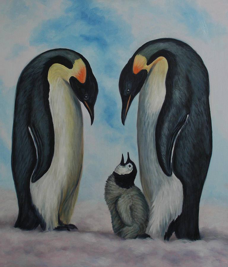 Wildlife Digital Art - Penguin Family by Mary Singer
