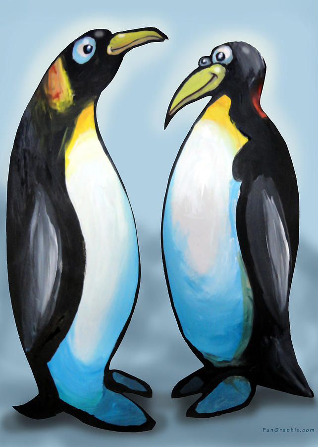 Penguins Painting by Kevin Middleton