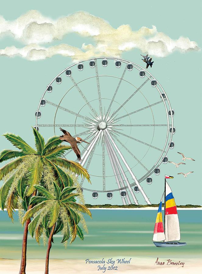 Pensacola Sky Wheel Painting by Anne Beverley-Stamps