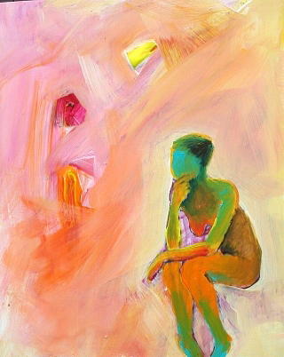 Nude Painting - Pensive 2 by Elizabeth Parashis