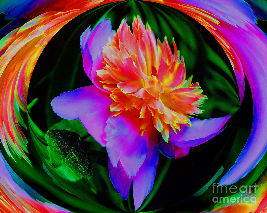 Abstract Digital Art - Peony Flower Energy by Smilin Eyes Treasures