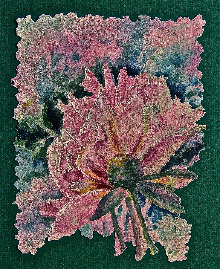 Peony With Green Painting by Carolyn Rosenberger