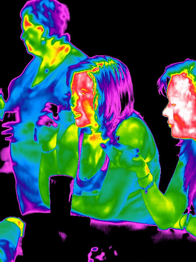 Human Photograph - People Sitting At A Table, Thermogram by Tony Mcconnell