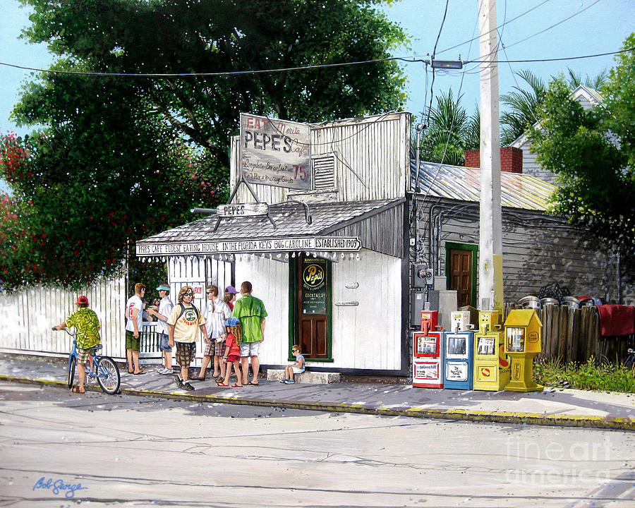 Pepes Cafe Key West Florida Painting by Bob  George