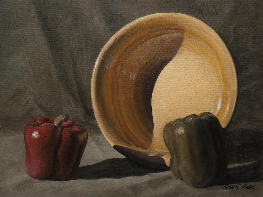Peppers And A Bowl Painting