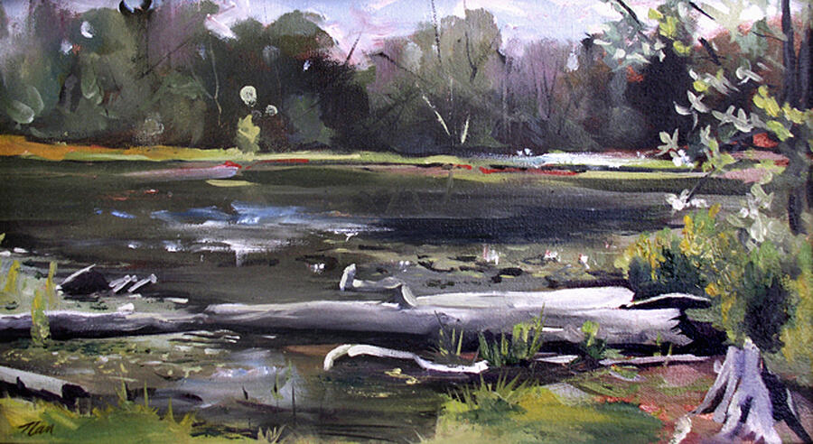 Pequot Pond Painting by Nancy Griswold