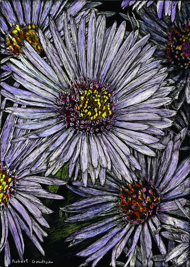 Perennial Asters Painting by Robert Goudreau