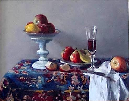 Still Life Painting - Persian Fruit and Still Life by Lynda Bjornson Moyer