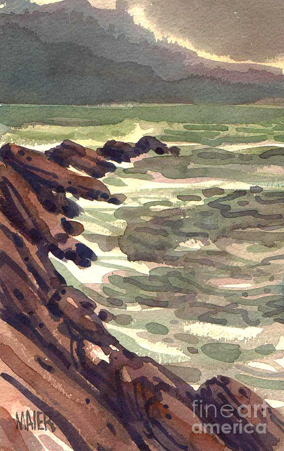 Pescadero Rocks Painting by Donald Maier