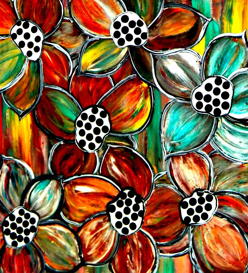 Abstract Painting - Petals and Polka Dots by Amy Carruth-Drum