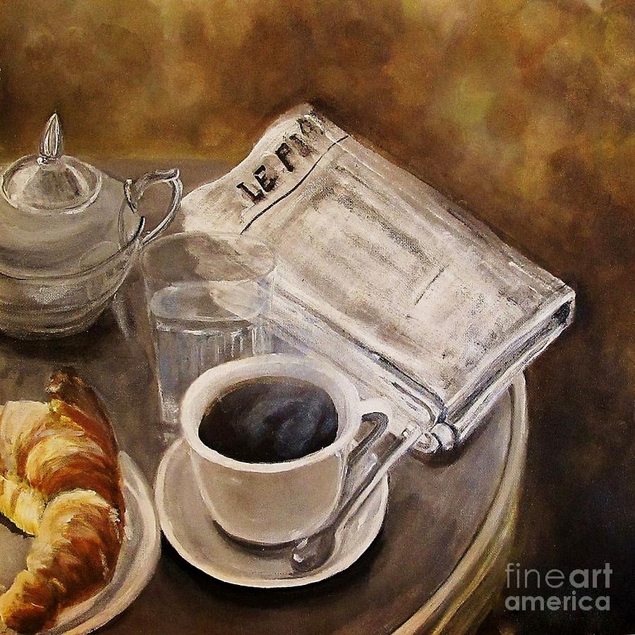 Coffee Painting - Petit dejeuner a Paris by Stephanie  Koehl