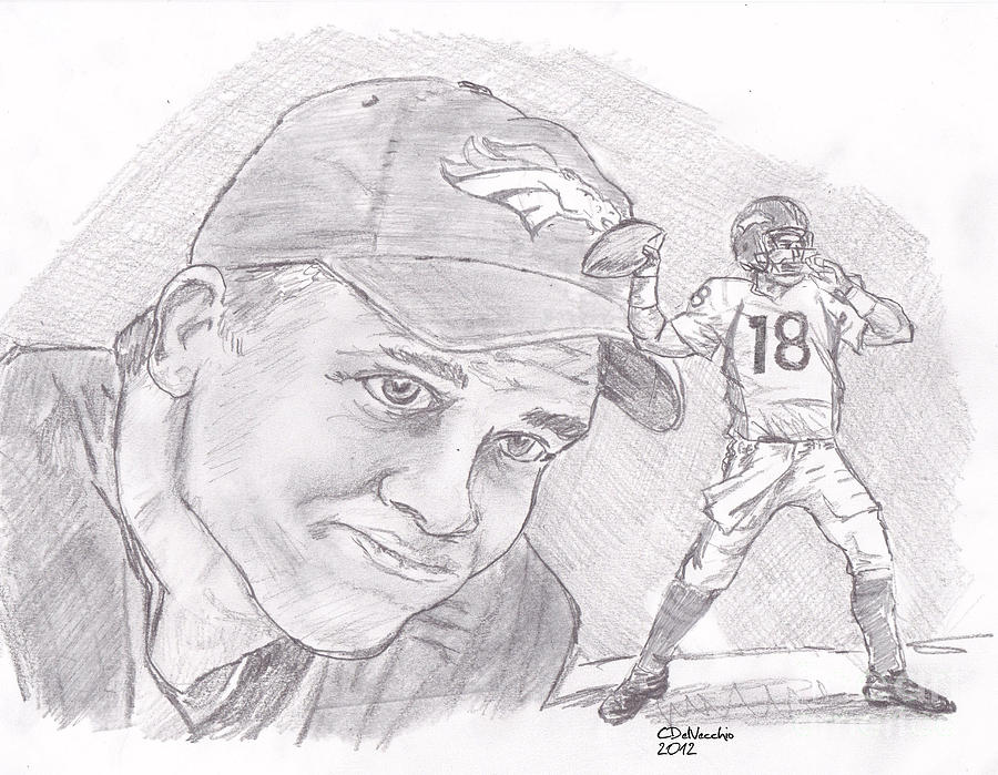 Peyton Manning-  Drawing by Chris DelVecchio