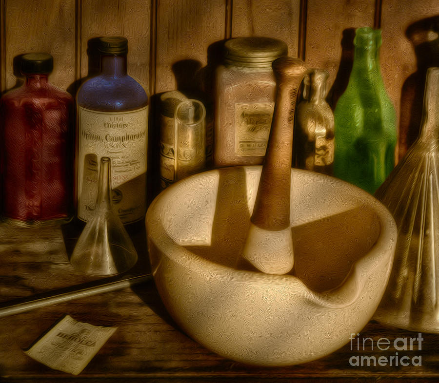 Bottle Photograph - Pharmacist Tools by Susan Candelario