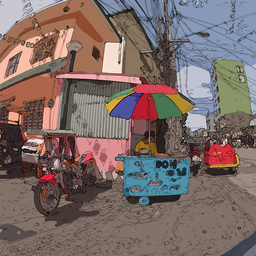 Philippines 1183 Street Vendor Painting by Rolf Bertram