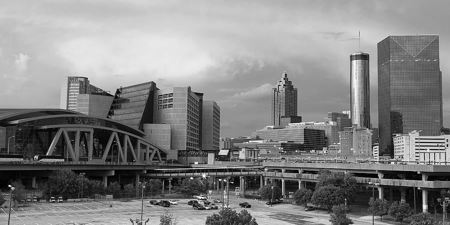 Sunset Photograph - Philips Arena Wide BW by Alberto Filho