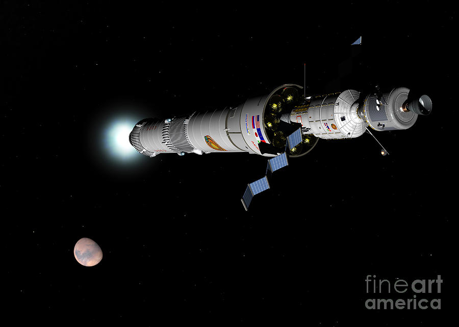 Planet Digital Art - Phobos Mission Rocket Brakes For Mars by Walter Myers
