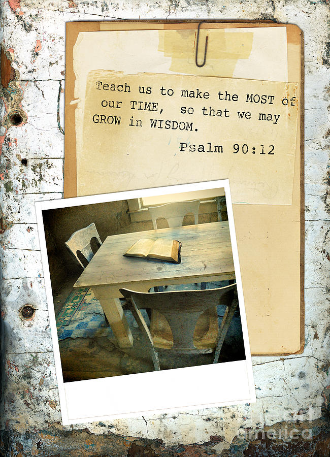 Photo of Bible on Table with Scripture Verse Photograph by Jill Battaglia
