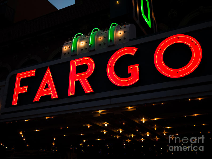 Sign Photograph - Photo of Fargo Theater Sign at Night by Paul Velgos