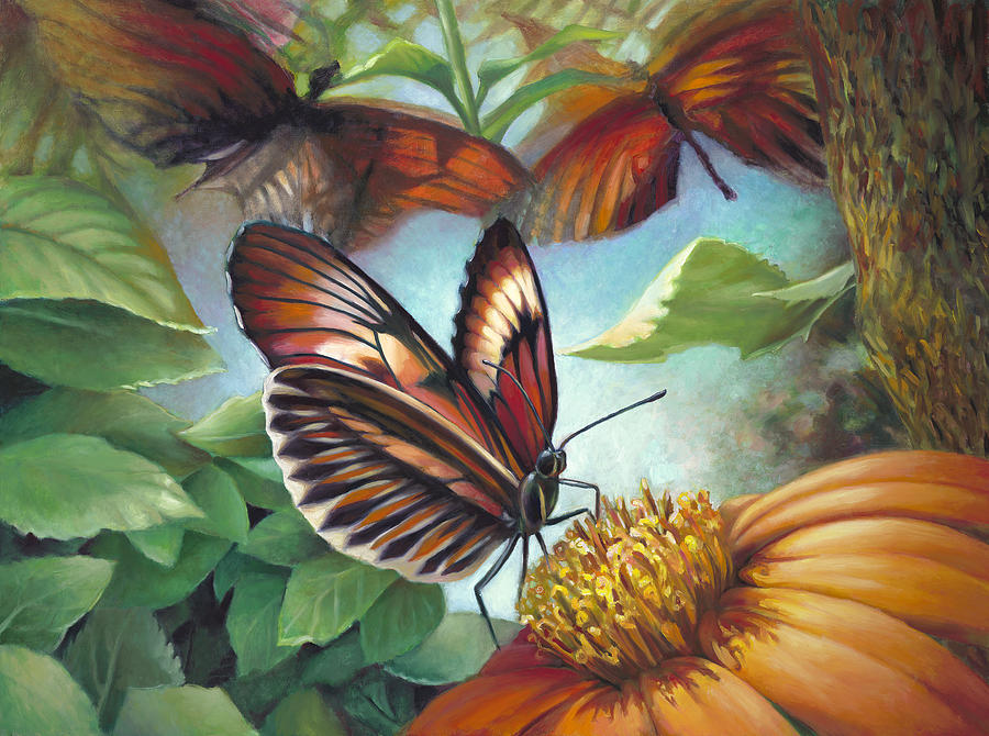 Piano Key Butterfly Seduction Painting by Nancy Tilles
