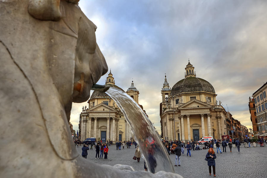Fountain Photograph - Piazza del Popolo by Joana Kruse